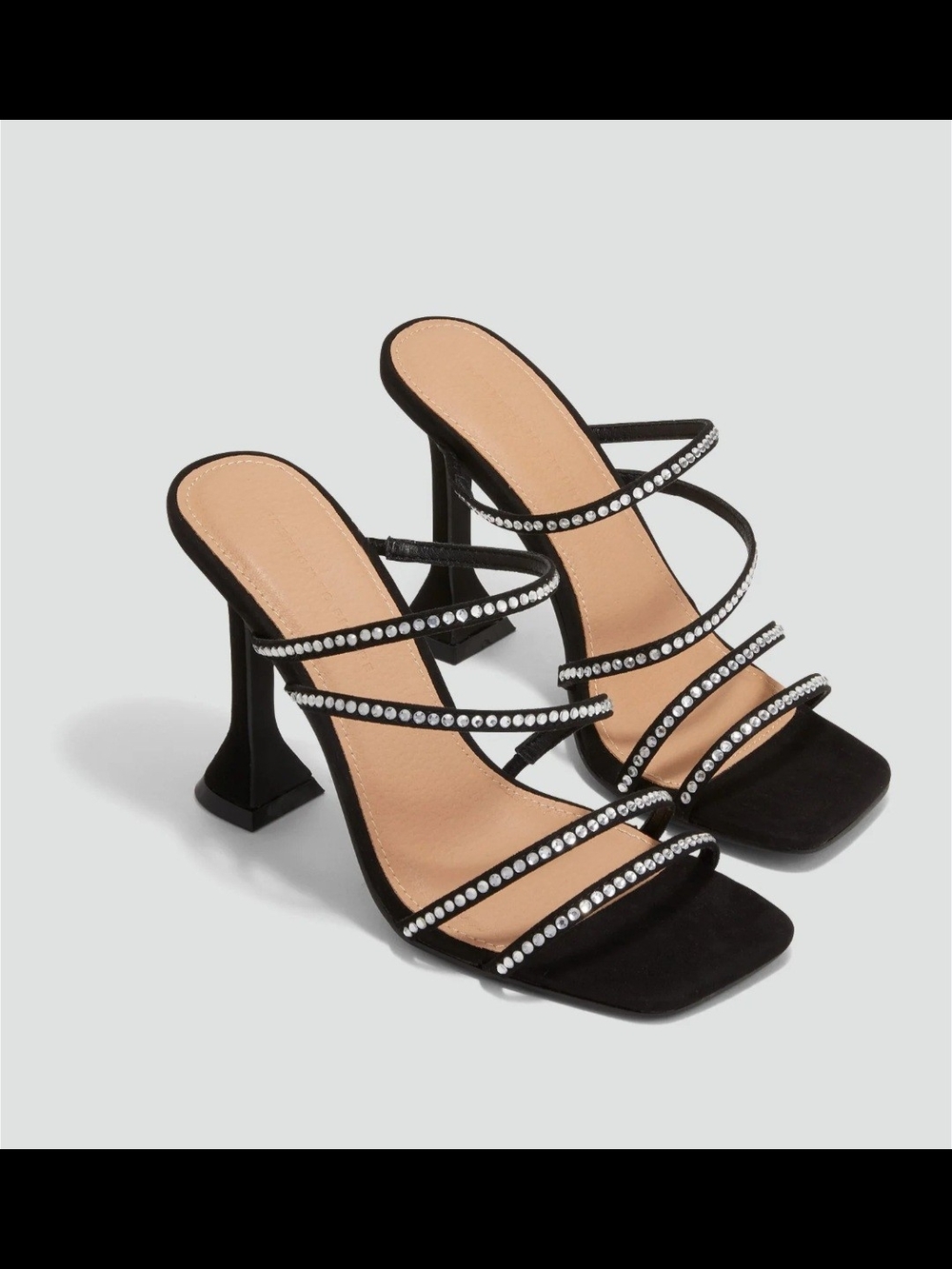Alana Open Toe Rhinestone Detail Heels 12 Wide